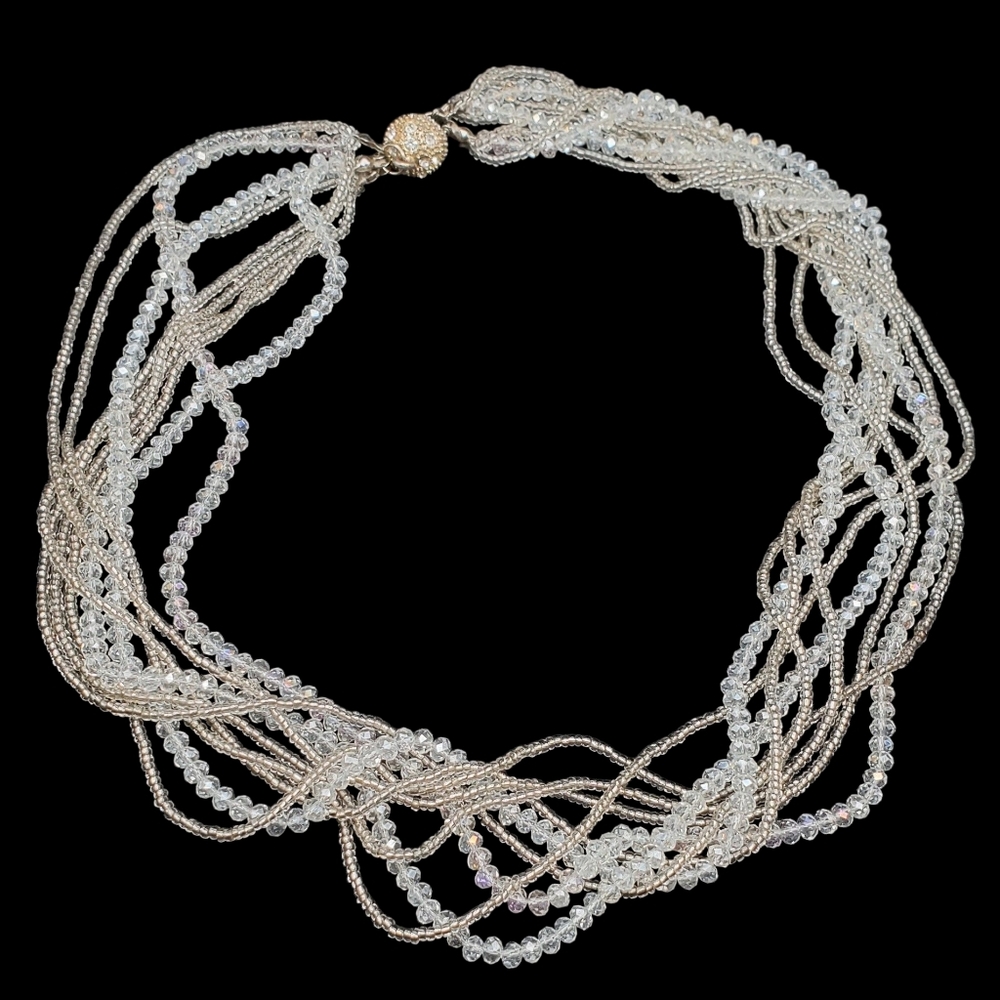 Vintage Art Deco 9 Strand Beaded Necklace Magnetic Clasp